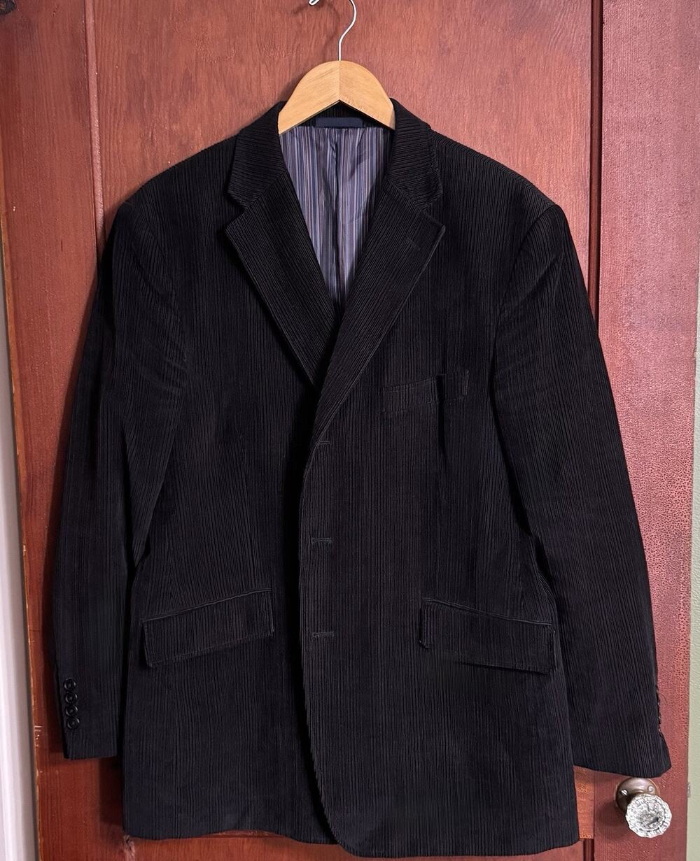 Madison Men’s Black Corduroy Blazer Sport Coat 100% Cotton Classic Preppy
